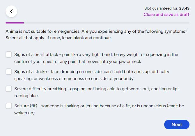 Anima - not suitable for emergencies